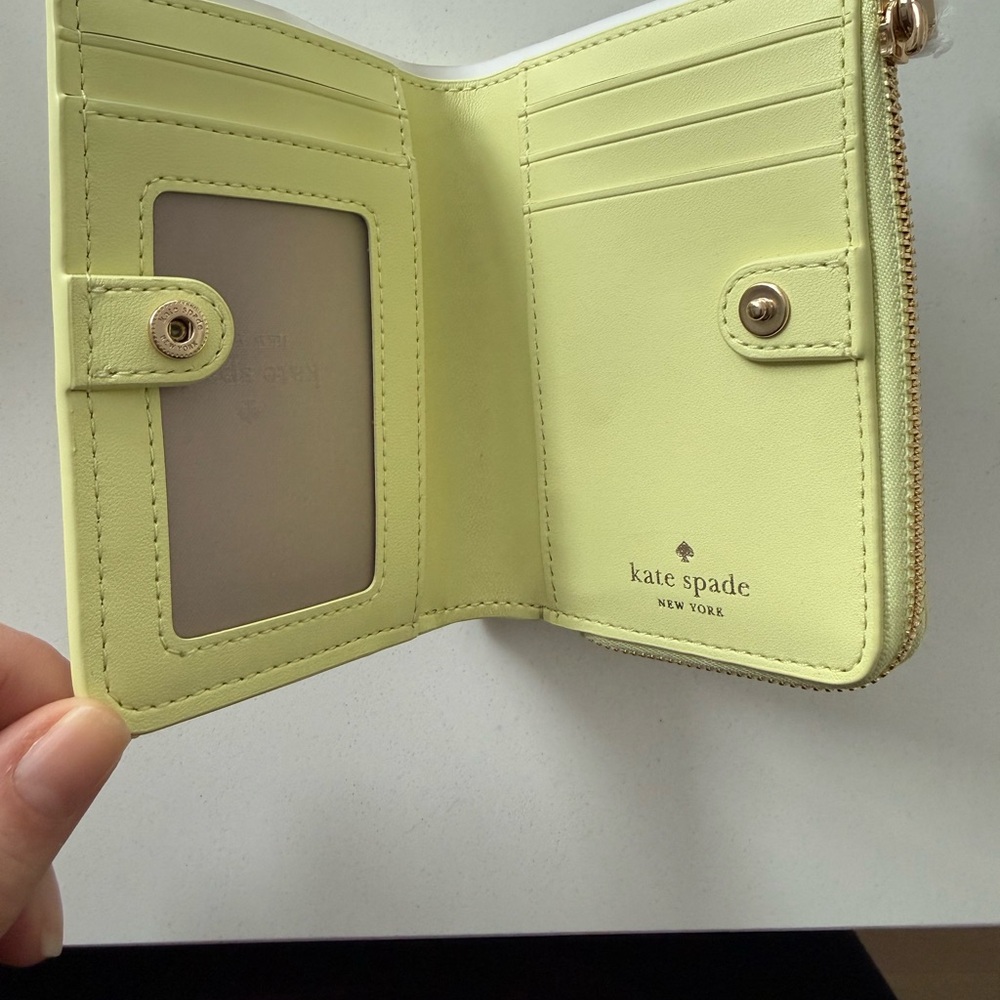 Kate Spade Gray and Yellow L-Zip Wallet - Picture 7 of 8